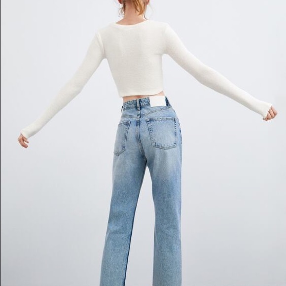 Zara White Textured Long Sleeve NWT - Picture 4 of 9